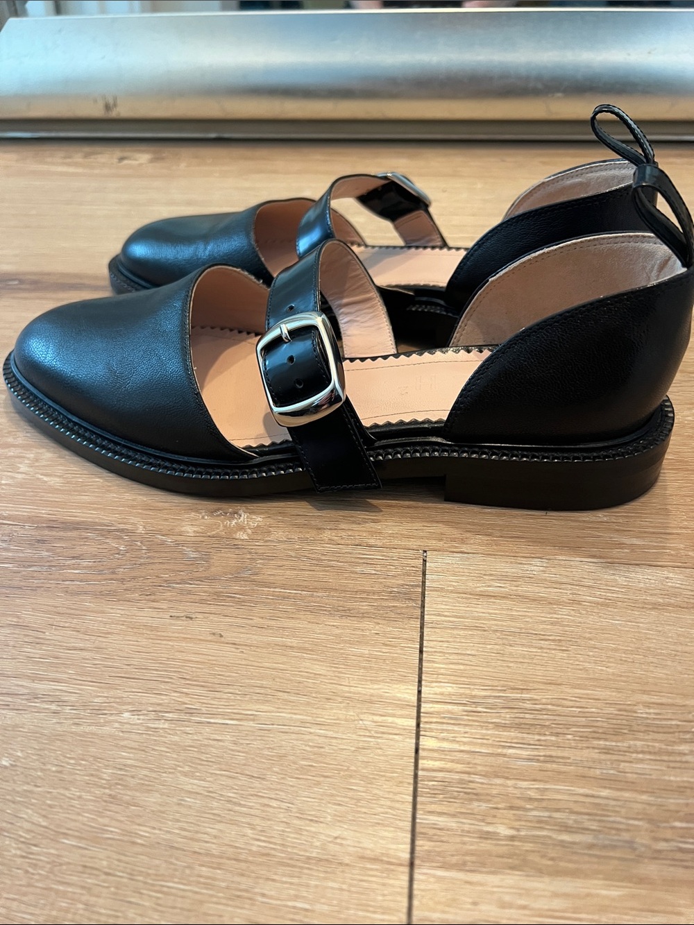 INCH² Caviar Black Leather Mary Jane Flats Size EU 40/US 10 - Picture 5 of 10